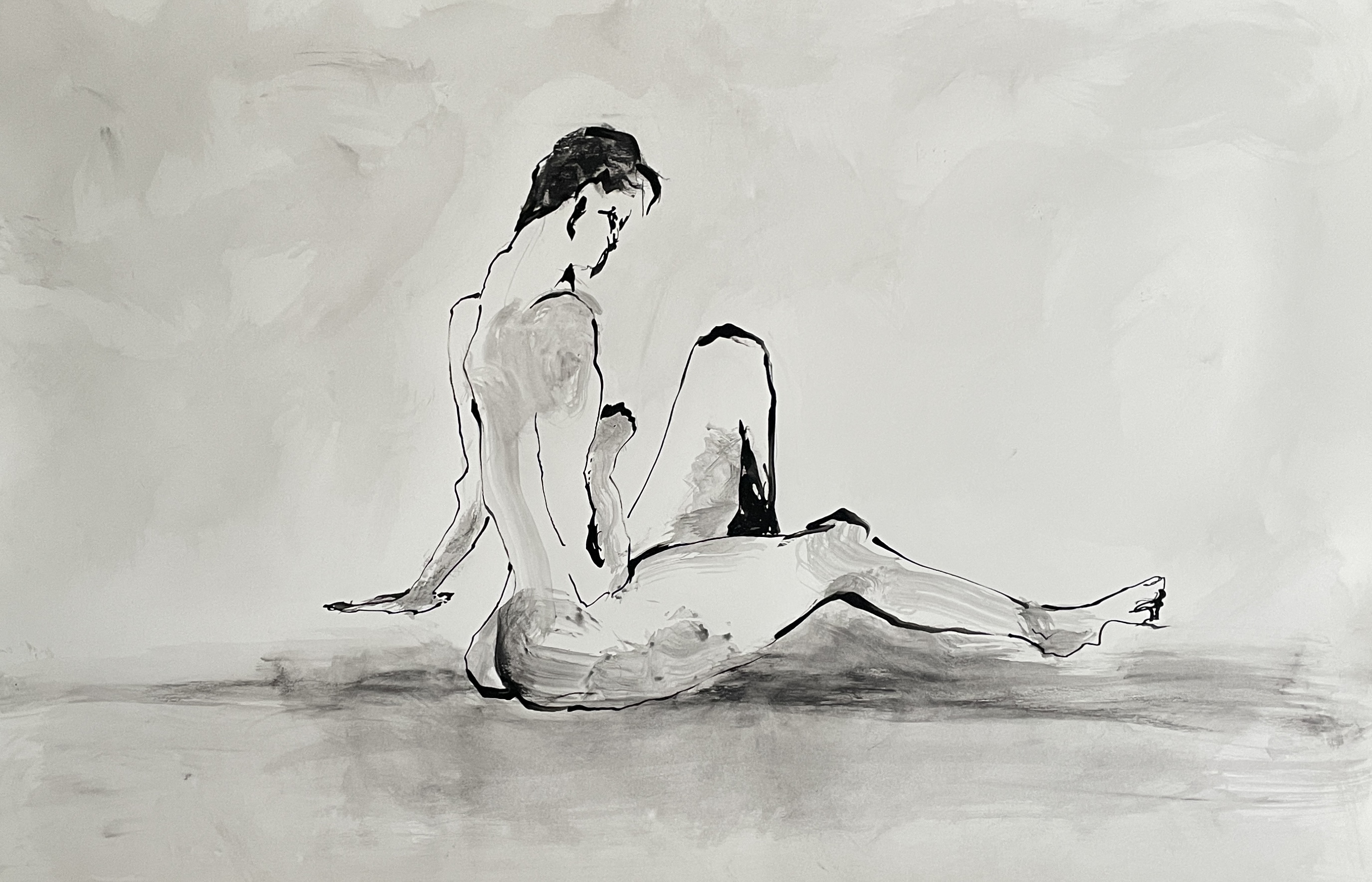 Male portrait on paper