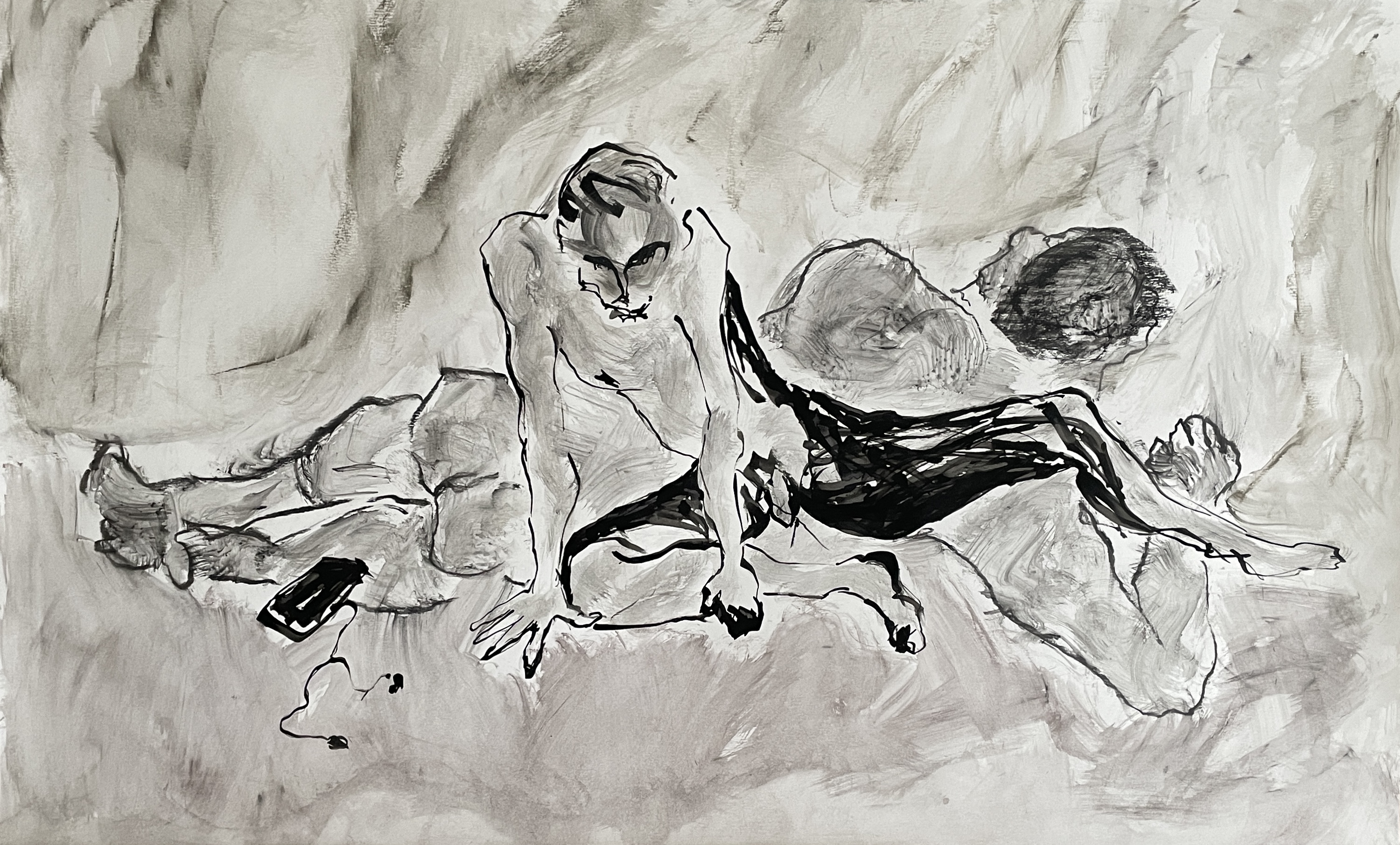 Male portrait on paper