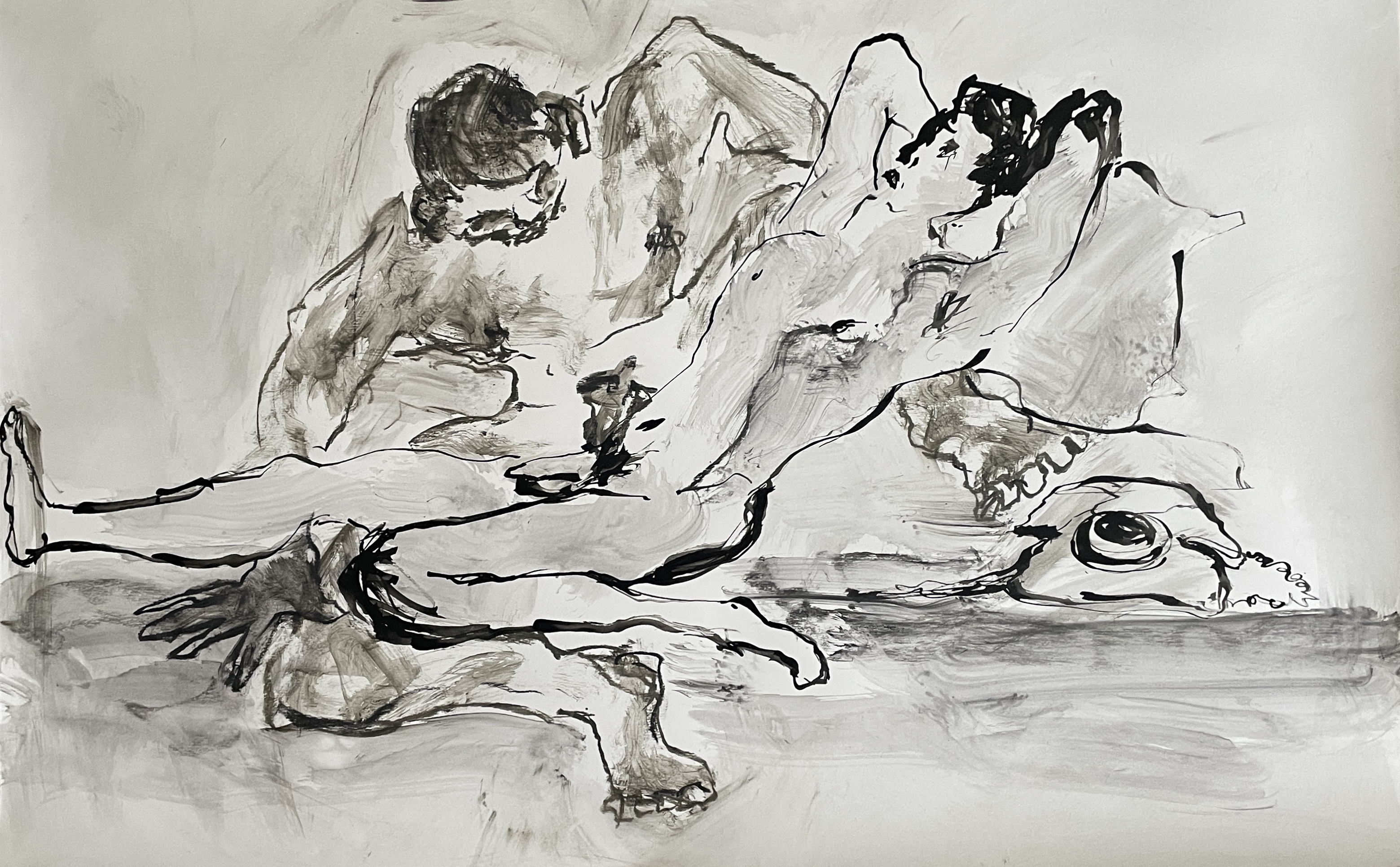 Male portrait on paper