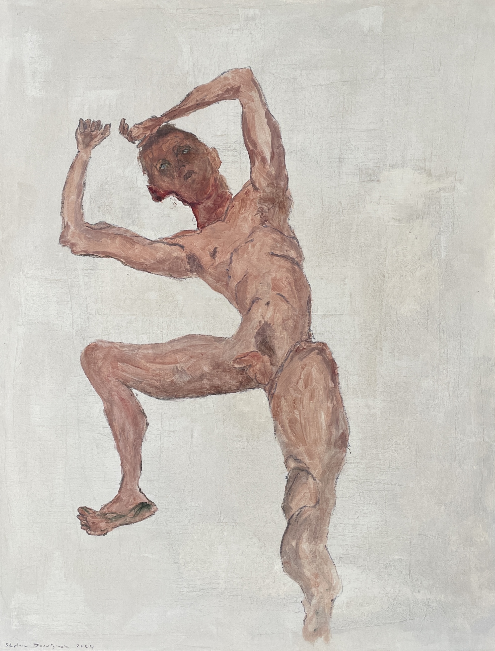 Male nude on canvas