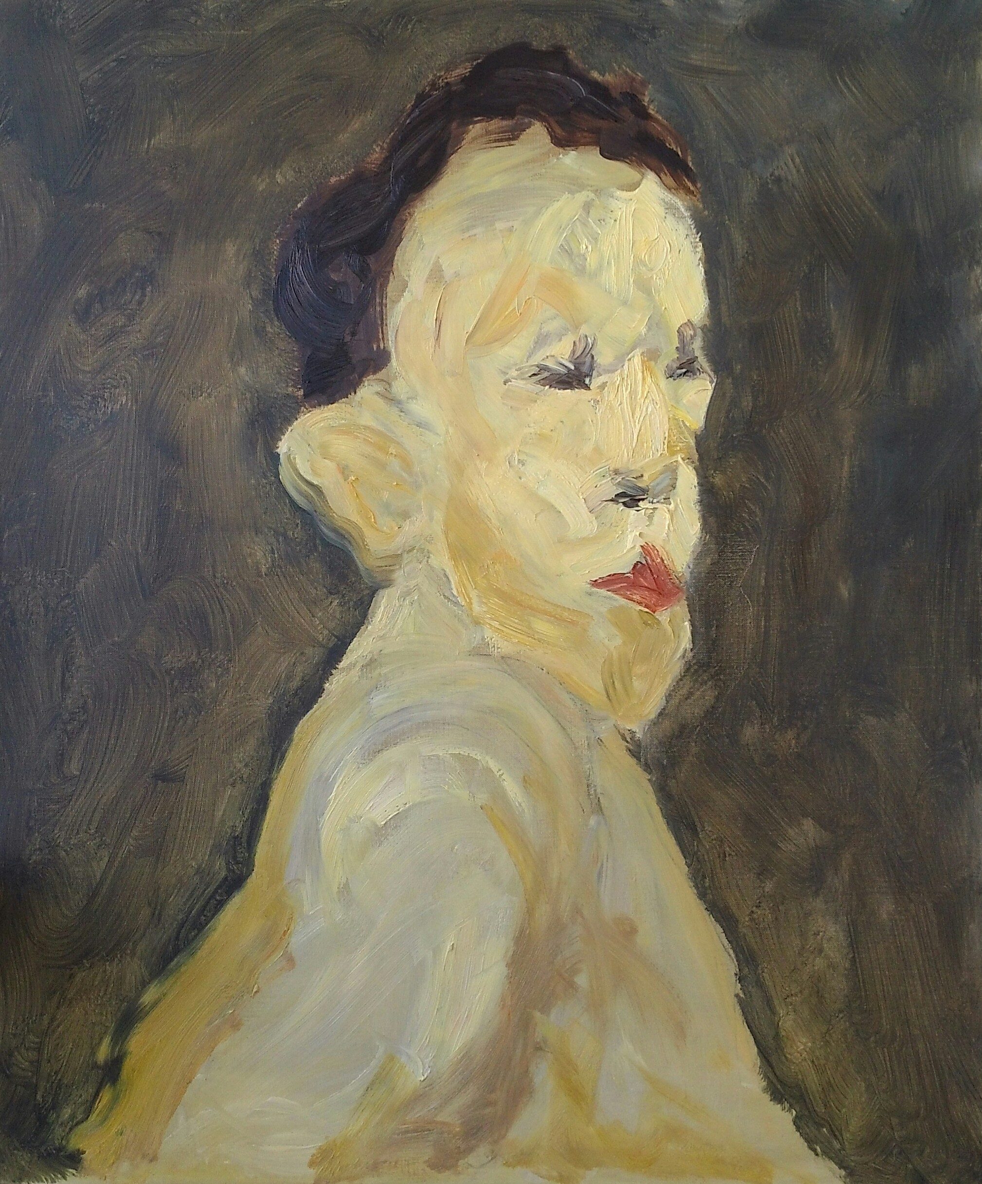 Male profile on brown